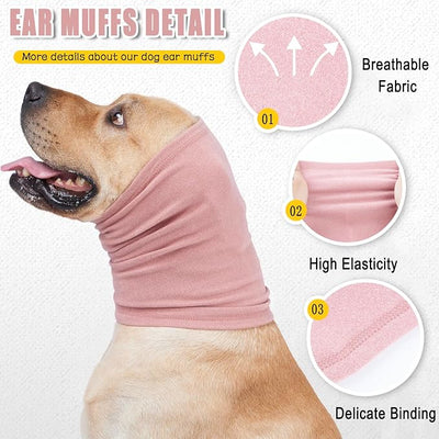 Meifsou Calming Hoodie for Dogs - Stretchy Dog Ear Cover, No Shake Anxiety Head Wrap Quiet Ears, Pet Snoods for Thunder, Lightning, Fireworks, Vet Visits, Grooming, Rabbit Plush Fabric, Purple S