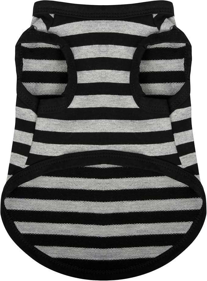Paiaite Dog Striped Shirt Happy Color Cotton Sleeveless Puppy Pet Shirts Breathable Apparel Tank Top Colorful Puppy Sweatshirt Clothes for Small Medium Dogs Grey 4XL