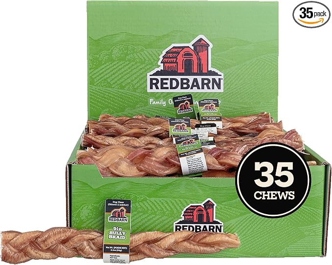 Pet Products 9" Braided Bully Sticks for Dogs - Natural, Grain-Free, Highly Palatable, Long-Lasting Dental Chews Sourced from Free-Range, Grass-Fed Cattle 35 Sticks