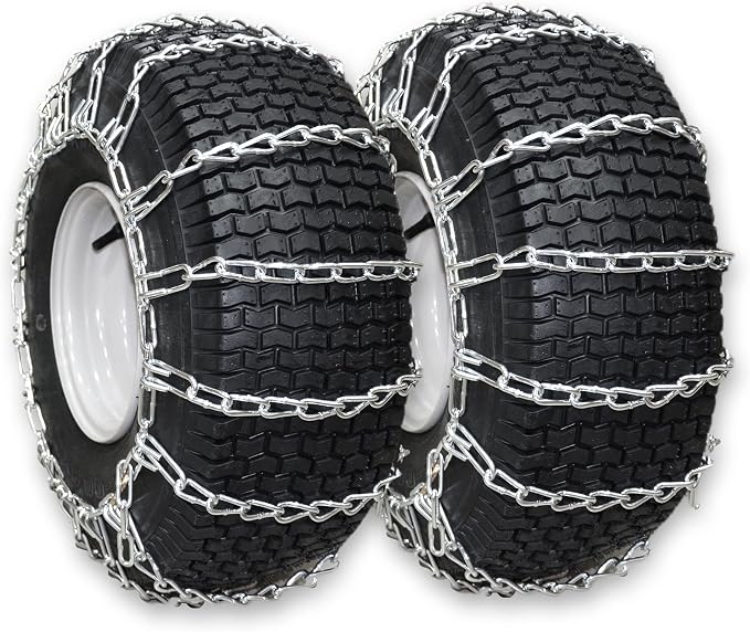 OakTen Set of 2 20x8x8 20x8x10 Tire Chains for Lawn Garden Tractors Mowers and Rider, 2-Link Lawn Tractors Tire Chains