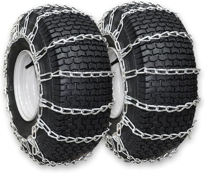 OakTen Set of 2 Snow Tire Chains for Lawn Tractor, Riding Mower, Snow Blower - Zinc Plated 2 Link Enhanced Traction Garden Tractor Chains - Fits 20x8x8 20x8x10 21x7x8