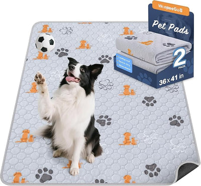 WanpeeGoo Washable Pee Pads for Dogs, 2 Pack Absorbent Reusable Training Dog Pads Pet Puppy Pads, Non-Slip Potty Pads for Whelping, Playpen, Crate, Bed, Orange, 36"x41"
