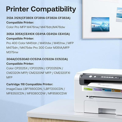 305A Toner Cartridge Compatible for HP 305A 305X 4 Pack CE410A High Yield for LaserJet Pro 400 Color MFP M451dn M475dn M476nw Pro 300 Color M351A M351 Printer (Black, Cyan, Magenta, Yellow)