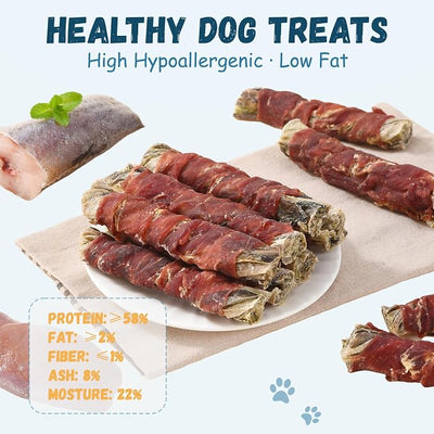 Pawmate Duck Wrapped Cod Skin Sticks Dog Treats, Rawhide Free High Protein Dog Chews with Omega 3, Natural Long Lasting Duck Dog Treats for Large Medium Small Breeds, 10.6 oz