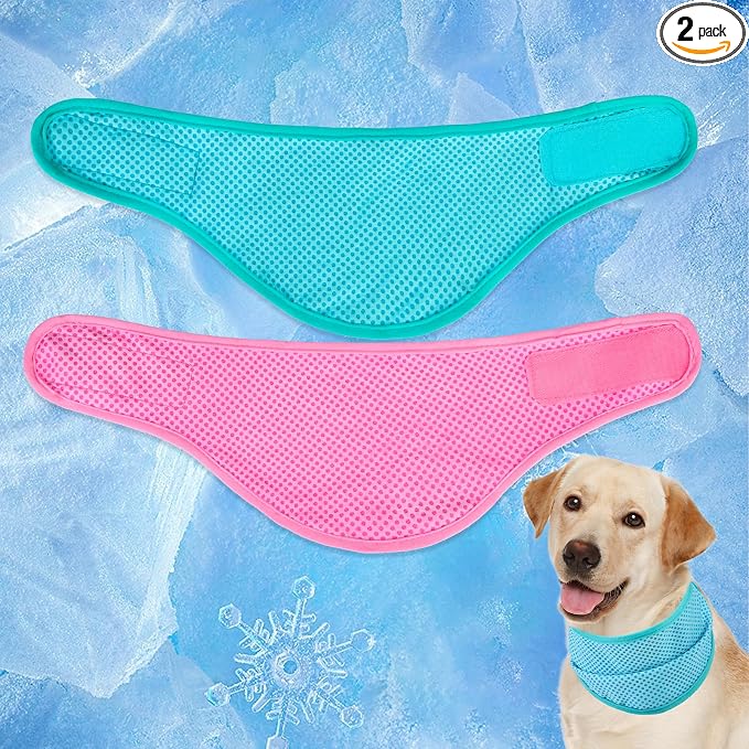 EXPAWLORER Dog Cooling Bandana - 2 Pack Instant Cooling Dog Bandanas, Chill Out Pet Cool Scarf Summer Essentials Ice Neck Cooler Wrap, Prevent Sunstroke for Small Medium Large Dogs, Green Pink XL