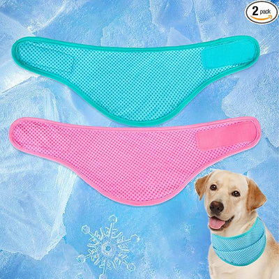 EXPAWLORER Dog Cooling Bandana - 2 Pack Instant Cooling Dog Bandanas, Chill Out Pet Cool Scarf Summer Essentials Ice Neck Cooler Wrap, Prevent Sunstroke for Small Medium Large Dogs, Green Pink XL