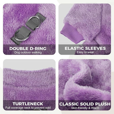 PAWCHIE Dog Fuzzy Velvet Pajamas,Dog Sweater Winter Cloth for Small Dogs Cat,Boy Girl,Pet Jumpsuit, Doggy Apparel for Teacup Yorkie Chihuahua,Purple,S