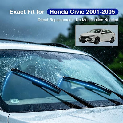 EMITHSUN® 21"+19" Windshield Wiper Blades for Honda Civic 2001-2005 | OEM Quality Replacement, Easy Installation, Streak Free, All Weather, Pack Of 2