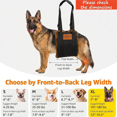 Dog Sling for Back Legs, Dog Lift Harness, Magic Tape Dog Sling for Large Dogs Hind Leg Support, Elderly Dog Lifter, Assist Canie Hip Arthritis K9 Cruciate Ligament Rehabilitation (Brown, Extra Large)