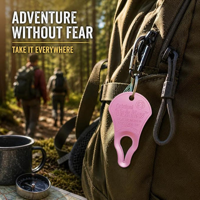 The Original Tick Key - Tick Detaching Device - Portable, Safe and Highly Effective Tick Detaching Tool (Pink)