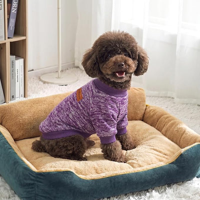 2 Pack Dog Sweaters for Small Dogs Girl Boy Winter Fleece Clothes Warm Soft Dog Sweatshirt Outfit for Dogs Cats Pet Apparel (Pink+Purple, M (Back: 13.7",Chest: 17.7", 10-14Ibs))