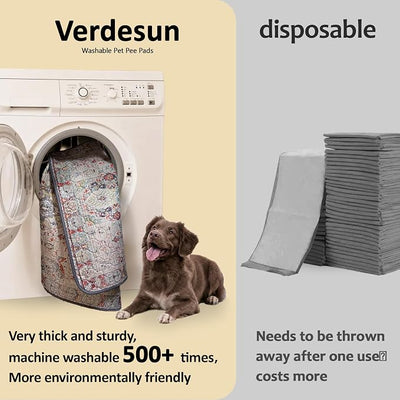 Washable Pee Pads for Dogs, Reusable Puppy Potty Training Pads, Ultra-Absorbent Thick Waterproof Leak-Proof Non-Slip Pads & Mat for Crate, Playpen, Floor, Whelping & Housebreaking , 2 Pack 48"x48"