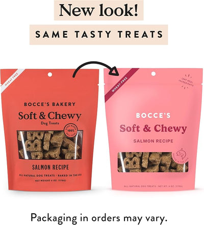 Bocce's Bakery Oven Baked Salmon Recipe Treats for Dogs, Wheat-Free Everyday Dog Treats, Made with Real Ingredients, Baked in The USA, Natural Soft & Chewy Cookies, Salmon, 6 oz (Pack of 12)