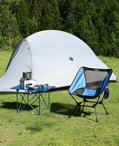 iClimb Ultralight Compact Camping Folding Table with Carry Bag (Reinforced Blue - L)