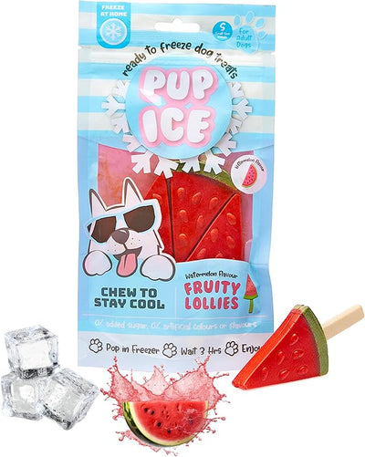 SPOT Pup Ice- Ready to Freeze at Home Dog Treats-Edible Chews for Small Breed Dogs & Puppies with Real Chicken to Keep Your Pup Cool Year Round, Fruity Lollies Watermelon Flavor, 3pcs