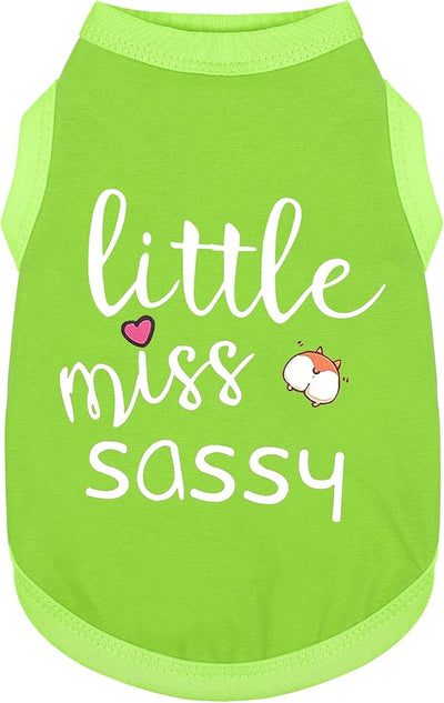 Paiaite Dog Clothes Fashionable Sleeveless Pet Vest: 'Little Miss Sassy' Printed Cotton Dog Shirt, Ideal for Small, Medium, and Large Breeds, Ensuring Comfort and Breathability Green 4XL