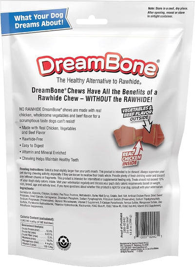 DreamBone Mini Chews, Made With Real Beef, Rawhide-Free Chews For Dogs, 24 Count