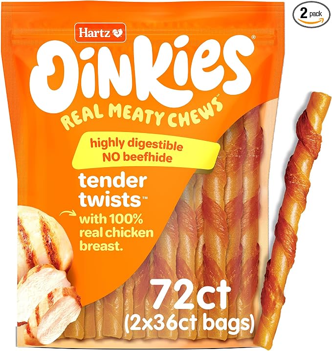 Oinkies Tender Twists Rawhide‑Free Dog Chews , 72 Count