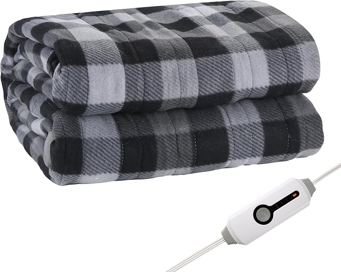 Eydna Electric Heated Blanket Full Size 72"x84",Fast Heating, Soft Fleece for Bed & Sofa, 10 Hs Auto Off & 4 Heating Levels, Machine Washable, Gifts for Womens & Family-Plaid Pattern, Dark Gray