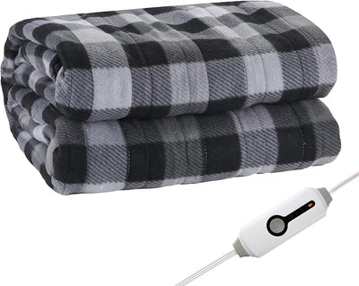 Eydna Electric Heated Blanket Full Size 72"x84",Fast Heating, Soft Fleece for Bed & Sofa, 10 Hs Auto Off & 4 Heating Levels, Machine Washable, Gifts for Womens & Family-Plaid Pattern, Dark Gray