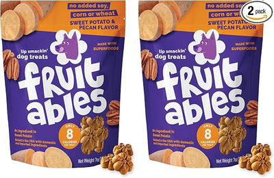 Fruitables Baked Dog Treats, Healthy Pumpkin Treat for Dogs, Low Calorie & Delicious, Free of Wheat, Corn and Soy, Made in the USA, Sweet Potato and Pecan Flavor, 7oz (Pack of 2)