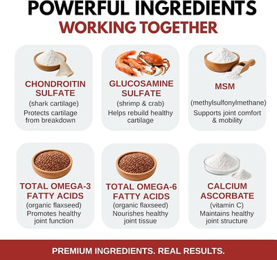 Wholistic Pet Organics Max Strength Hip and Joint Supplement for Dogs & Cats - Cat & Dog Joint Supplement Powder, Chondroitin & MSM to Support Mobility - Glucosamine for Dogs & Cats - 4 oz - 28 Scoops