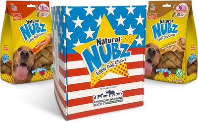 Nylabone Nubz Natural Dog Chew Treats for Large Dogs, Long Lasting Chew Bones Made in the USA, Chicken & Peanut Butter Flavor Dog Treats, for Dogs Over 30 lbs. (36 Count)