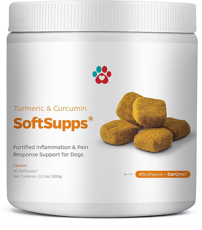 Turmeric & Curcumin SoftSupps® Joint Support Supplements for Dogs w/Boswellia Serrata Extract, Coconut Oil for Dogs, & Hemp Oil for Dogs - Dog Joint Pain Relief, Dog Joint Support, 90ct