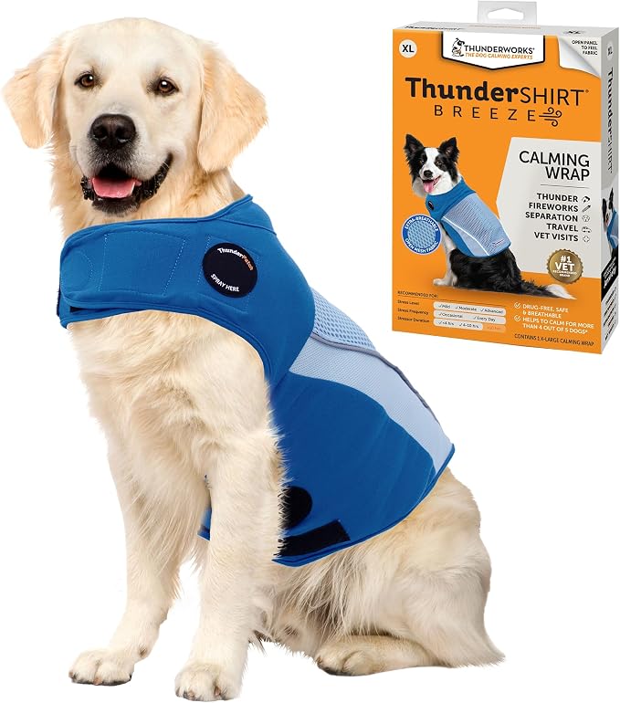 Breeze for Dogs, X-Large, Sky Blue, Extra Breathable Mesh Fabric, Dog Anxiety Relief Vest for Every Day Stress & Calming During Thunder Storms and Fireworks