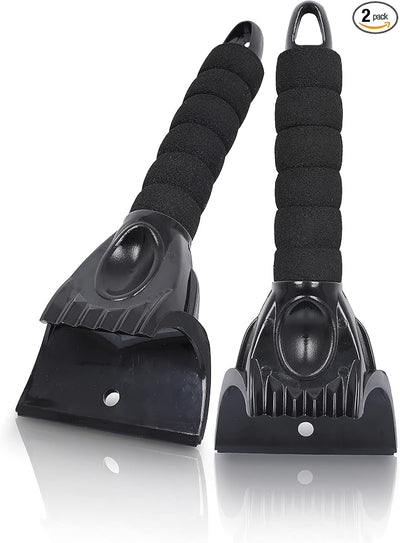 EcoNour Ice Scraper for Car Windshield | 2 Pack Window Scraper to Remove Snow, Frost, and Ice | Ice Crusher for Car Window with Foam Handle for Perfect Grip | Snow Removal & Frost Remover Accessories