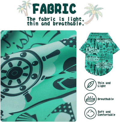 Hawaiian Dog Shirt – Lightweight and Breathable Summer T-Shirt with Tropical Prints, Fun Beach Outfit for Small, Medium, and Large Dogs, Perfect for Hot Days and Outdoor Vacation.Beach M