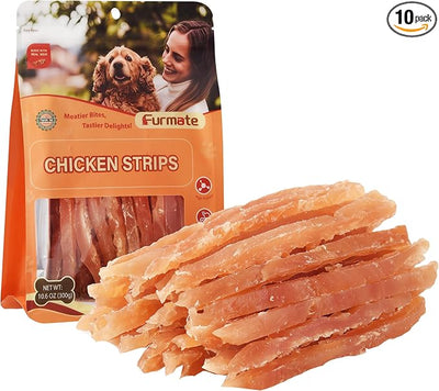 Chicken Jerky Strips Dog Treats, Chicken Breast Only Training Treats for Dogs,High Protein Low in Fat,Gluten-Free & Rawhide-Free,Healthy Skin & Shiny Coat,for All Life Stage Dogs,10.58 oz