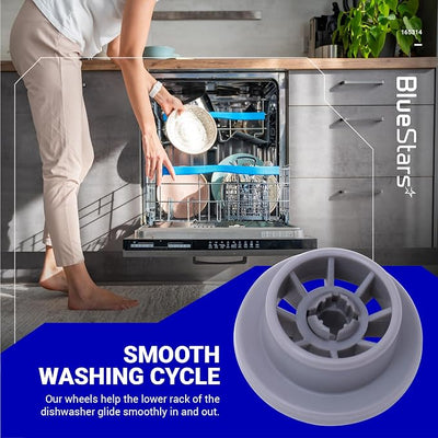 BlueStars 165314 Dishwasher Lower Rack Wheel - Compatible for Bosch & Kenmore Dishwashers - Replaces 420198 423232 AP2802428 PS8697067 - Easy to Install - PACK OF 8