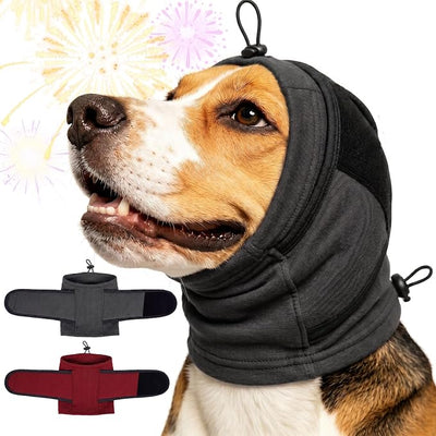 IECOii Dog Ear Cover for Large Dogs Adjustable Patches Double-Layer No Shake Head Wraps Quiet Ear Covers for Thunderstorm July 4th Firework Dog Calming Hoodie for Anxiety Relief(Gray,L)