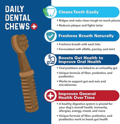 Bernie's Charming Chompers - Daily Dental Chews for Dogs - Cleans Teeth, Freshens Breath, + Boosts Oral-Gut Microbiome. Easy to Digest, Supports Healthy Digestion Naturally (36 oz, Small Dogs)