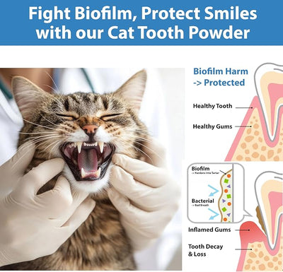 Cat Dental Powder, Bad Breath Tartar Control, Help Gingivitis and Stomatitis | Plaque Off with Natural Extracts & Probiotics
