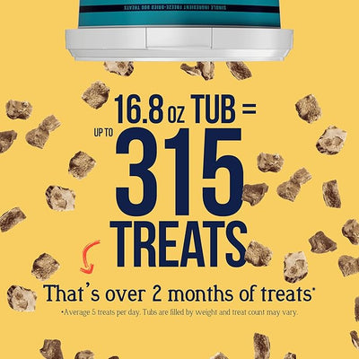 Stewart 100% Chicken Liver Dog Treats, 16.8 oz Tub, ~315 Pieces, Freeze Dried Raw, Single Ingredient, 60% Protein Training Treats or Meal Topper, Grain Free, Gluten Free
