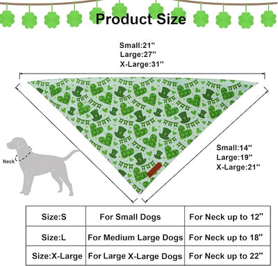ADOGGYGO St Patricks Day Dog Bandana, Green Shamrock Pet Scarf, Premium Fabric, St Patrick Bandanas for Medium Large Dogs (Large)