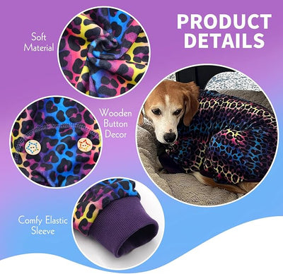 KYEESE Dog Pajamas Velvet Dog Pajamas Medium Sized Dogs Soft Dogs Clothes Pjs with Leopard Pattern Stretchy Pet Jammies Coat Comfy Pet Onesie Costume, 2X-Large