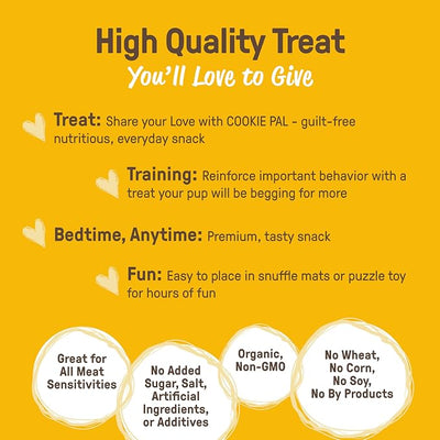 CookiePal Dog Treats, Crunchy Peanut Butter Puppy Training Treats, Human Grade USDA Organic, Natural Dog Biscuits, 10oz (Pk of 4)