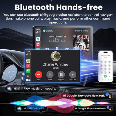 Wireless Apple CarPlay Screen for Car, 9" Portable Carplay & Android Auto Touchscreen Stereo with 4K Dash Cam 64GB SD, Car Radio with App Control, Bluetooth 1080P Backup Camera, GPS, Voice Control, FM