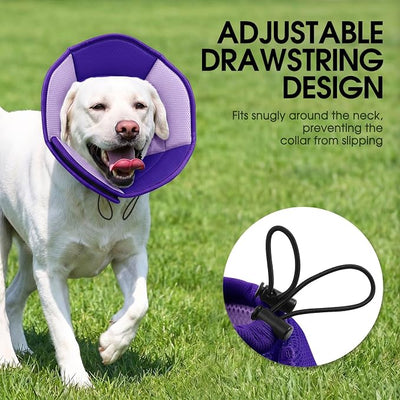 Dog Cones for Large Dogs, Soft Pet Cone Stop Licking After Surgery, Adjustable Pet E-Collar Alternative for Wound Healing, Purple X-Large