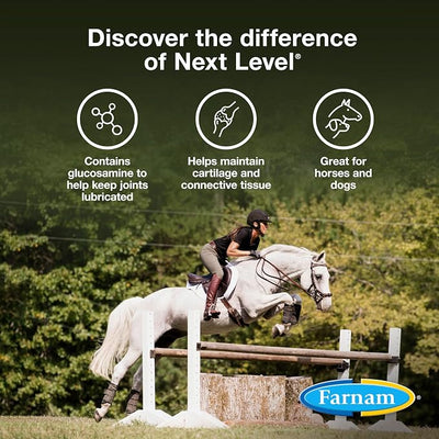 Farnam Next Level Joint Supplement for Horses & Dogs, Helps Maintain Connective Tissue to Ease Stiffness Due to Daily Activity, Joint Supplement for Dogs and Horses, 16 oz, 16-Day Supplyx