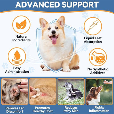 Carmelie Natural Yeast Relief for Dogs, Support Healthy Itch Relief, Ear Paw Discomfort Care, Itch Relief for Dog, Allergy Supports, Inflammation Relief for Dogs, 60ml Bacon Flavor