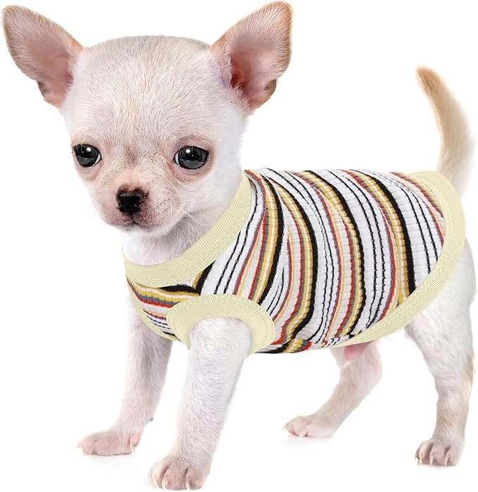 Elevate Your Pet's Comfort and Fashion: Premium 100% Cotton Rib Dog Shirt Vest for Small Breeds Like Chihuahuas, Yorkies, and Puppies .Year-Round Style with Tank-Style Puppy Attire White X-Large
