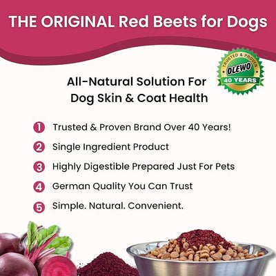 Olewo Original Red Beets for Dogs – Internal Support Dog Food Topper for Skin Sensitivity and Overall Balance, Prebiotic Fiber and Whole Food Nutrients, 5.5 lbs