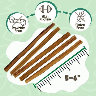 Nature Gnaws Extra Thin Bully Sticks for Small Dogs 5-6" (50 Count) - Long Lasting for Light Chewers and Puppies - Natural Beef Dog Chew Bone