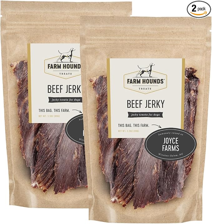 Farm Hounds - Beef Jerky - Premium Natural Jerky for Dogs - 100% Humanely Raised Cattle - Break-to-Size - Great for Training & Treats - No Fillers - Made in USA - 3.5 oz - 2 Pack