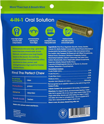 ARK NATURALS Brushless Toothpaste, Dog Dental Chews for Large Breeds, Freshens Breath, Helps Reduce Plaque & Tartar, 18oz, 1 Pack