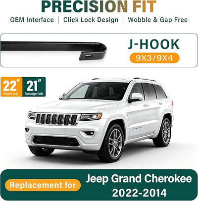 Windshield Wiper Blades Replacement for Grand Cherokee 2014-2021,Original Equipment Replacement Front Rear Wiper Blade Set - 22" 21" 11" (Set of 3)